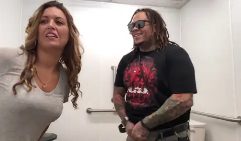 Latinas Dirty Talk & Anal creampie in Gas Station Bathroom