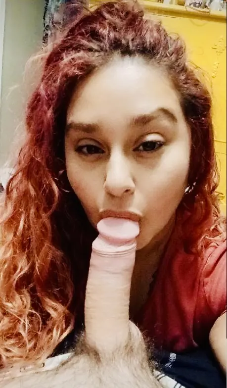 Redhead Latina with Big Booty in Solo Blowjob