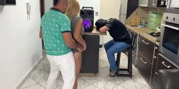 Latina Girl Dances Near Boyfriend, Rubs Ass on Friend's Cock
