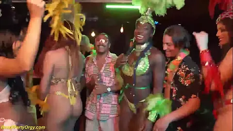 Brazilian Samba Dancers Double Penetrated in Carnaval Orgy