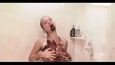 Busty Colombian Teen Drenched in Chocolate Sauce